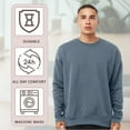 thumbnail image 3 of Unisex Sponge Drop Shoulder Crewneck Sweatshirt, 52/48 Cotton/Polyester Fleece Long Sleeve Winter Sweater (Heather-Slate , 2XL), 3 of 7