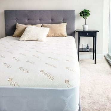 Comfy Bamboo World Copper Infused Mattress Protector, Waterproof & Hypoallergenic, Twin Bed Size