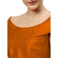 thumbnail image 4 of eloria Women's Art Silk Boat Neck Sari Top Blouse Partywear Sleevless Fillers With backside Zipper, Color : Mustrad 2, 4 of 6