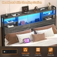 thumbnail image 4 of iSunirm Headboard for Full Size Bed with Bookcase Storage, Headboards with LED Light and Power Outlets, Sturdy Wood Full Size Head Board, for Full Size Bed, 55.1'' Width, Black Oak, 4 of 8