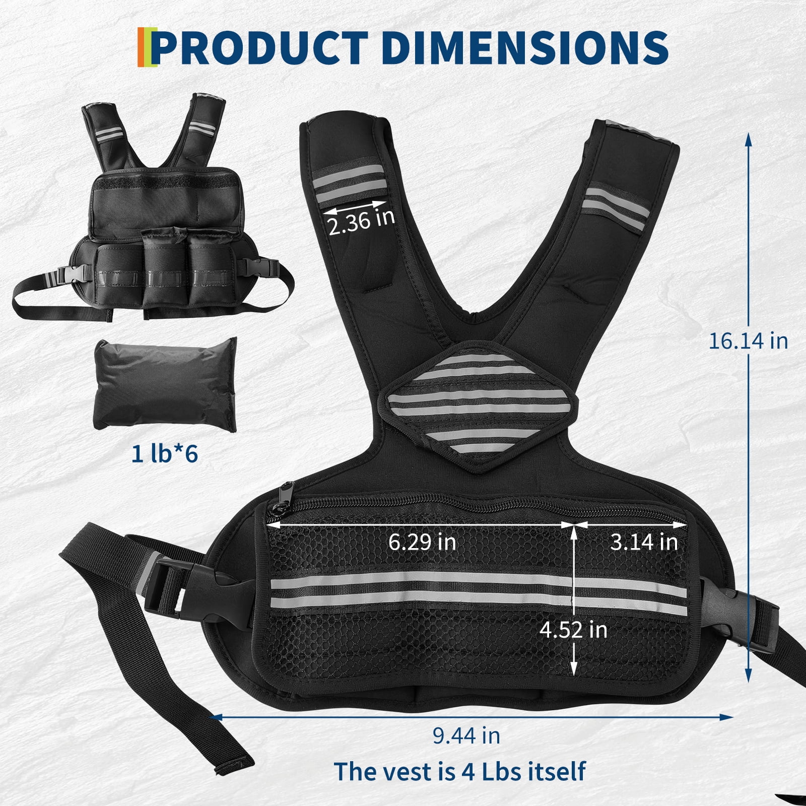 Roromall Adjustable Weight Vest, Men & Women Neoprene Workout Vest for Running, Walking, Gym Training – Reflective Strips & Pockets for Phone/Key
