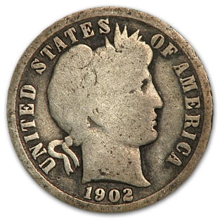 - 1902 Barber Dime Good/VG