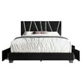 thumbnail image 3 of Home Design Hanover Full Upholstered Storage Platform Bed Frame with Silver Acrylic Strip Headboard and Four Under-Drawers, Black, Easy Assembly, 3 of 6
