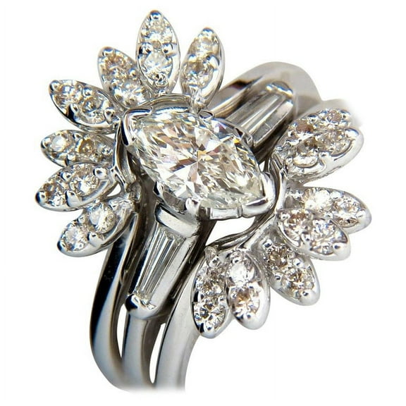 1.40ct. MARQUISE & ROUNDS DIAMOND RING & INSERT PLATINUM VS