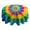 thumbnail image 4 of Colorful Tie Dye Mandala Pattern Round Tablecloth 60"x60",Wrinkle Wipeable Table Cloth for Kitchen Dining Room Picnic Patio Party, 4 of 6