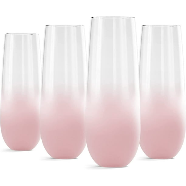Trina Turk Ombre Frosted Stemless Flutes Set of 4, 10Ounce Champagne