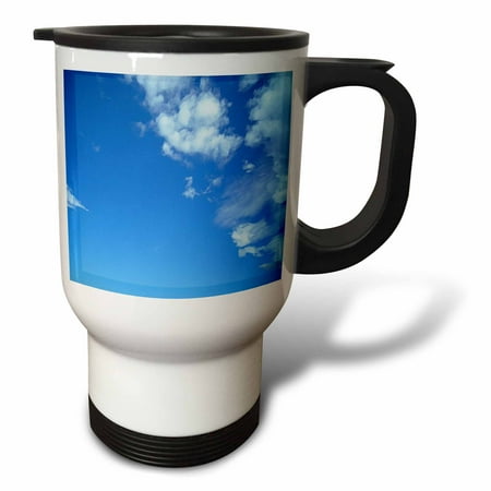 

3dRose Blue Sky and White Clouds Travel Mug 14oz Stainless Steel