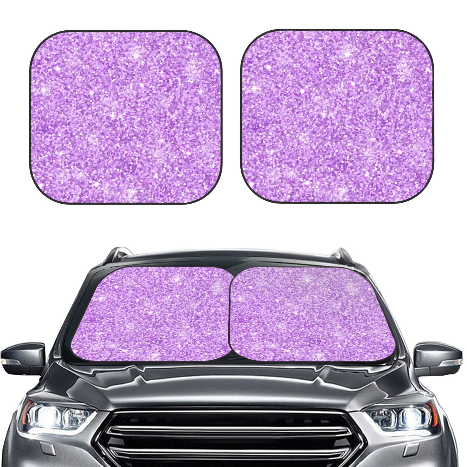 BDK Black Glitter Windshield Sun Shade – 27x57 Inch – UV Protection Car Sun Visor