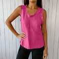 thumbnail image 6 of LNWUY Tank Tops for Women Distressed Casual Linen Tassel Patchwork Camisoles Vest Sleeveless Ruffled Crewneck Blouse Pink XXXL, 6 of 8