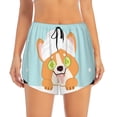 thumbnail image 2 of Gukieu Corgi With Towel Ans Slice Cucumber Print Women's Sports Shorts with Drawstring Elastic Waistband for Running, Yoga, Fitness-Large, 2 of 7