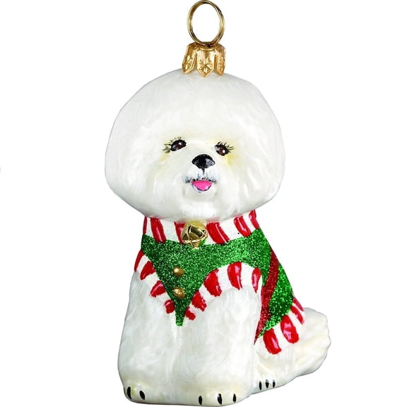 Bichon Frise Santas Little Yelper Polish Glass Christmas Ornament