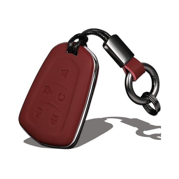 Car Leather keycase for Cadillac Key Fob Cover with Keychain Fit for Escalade SRX CTS XT5 ATS STS CT6 Series Smart Keys Case Protector Dermis