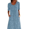 thumbnail image 3 of FASHIONWT Women Vintage Easter Printed Short Sleeve Crewneck Midi Pockets Dress, 3 of 4