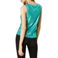 thumbnail image 3 of MODA NOVA Juniors U Neck Sleeveless Stretchy Slim Fit Metallic Tank Tops Peacock Blue S, 3 of 5