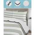 thumbnail image 4 of Quilts Queen Size, Sage Green Stripe Soft Comforter Bedding Set for Bed, Modern Simple Geometric White Striped Lightweight Quilted Bedspread with Pillow Cover(2 Pieces) for All Season, 90x96 Inch, 4 of 6