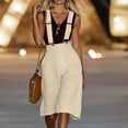thumbnail image 6 of Mifsaly Linen Overalls for Women Loose Fit Wide Leg Suspenders Jumpsuit Knee Length Summer Casual Pants Adjustable Straps Elegant Office Work Overall 2026 M, 6 of 9