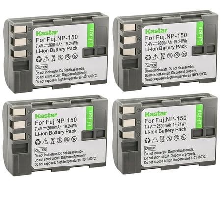 Kastar Battery 4-Pack Replacement for Fujifilm NP-150 NP150 FNP150 Battery BC-150 BC150 Charger Fujifilm FinePix IS Pro Fujifilm FinePix S5 Pro Fuji FinePix S5 Pro Fuji FinePix IS Pro Camera