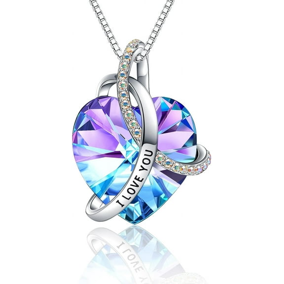 Rynsito Birthday Day Gifts for Women Heart Pendant Necklace S925 Sterling Silver I Love You Necklace Jewelry Gifts for Women Sisters Daughter Mom Mama
