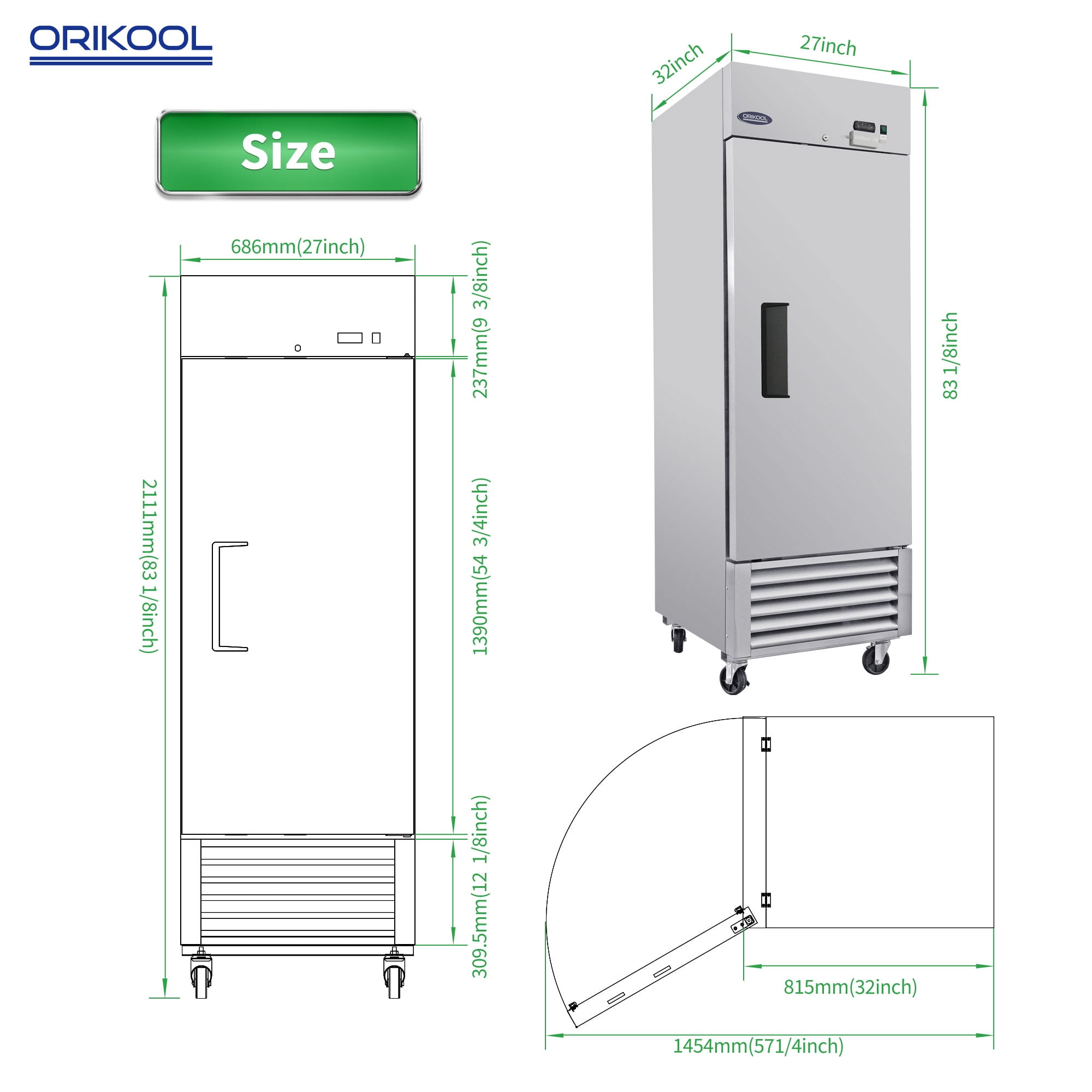 Ndrfhaj 23 cu ft Commercial Display Freezers, Stainless Steel