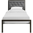 thumbnail image 3 of Mia Platform Twin Bed - Tranquil Sleep, Solid Construction, Elegant Design, Powder-Coated Steel Frame, Fabric Headboard with Tufted Buttons, No Box Spring Needed, Twin Mattress Not Included, 3 of 3