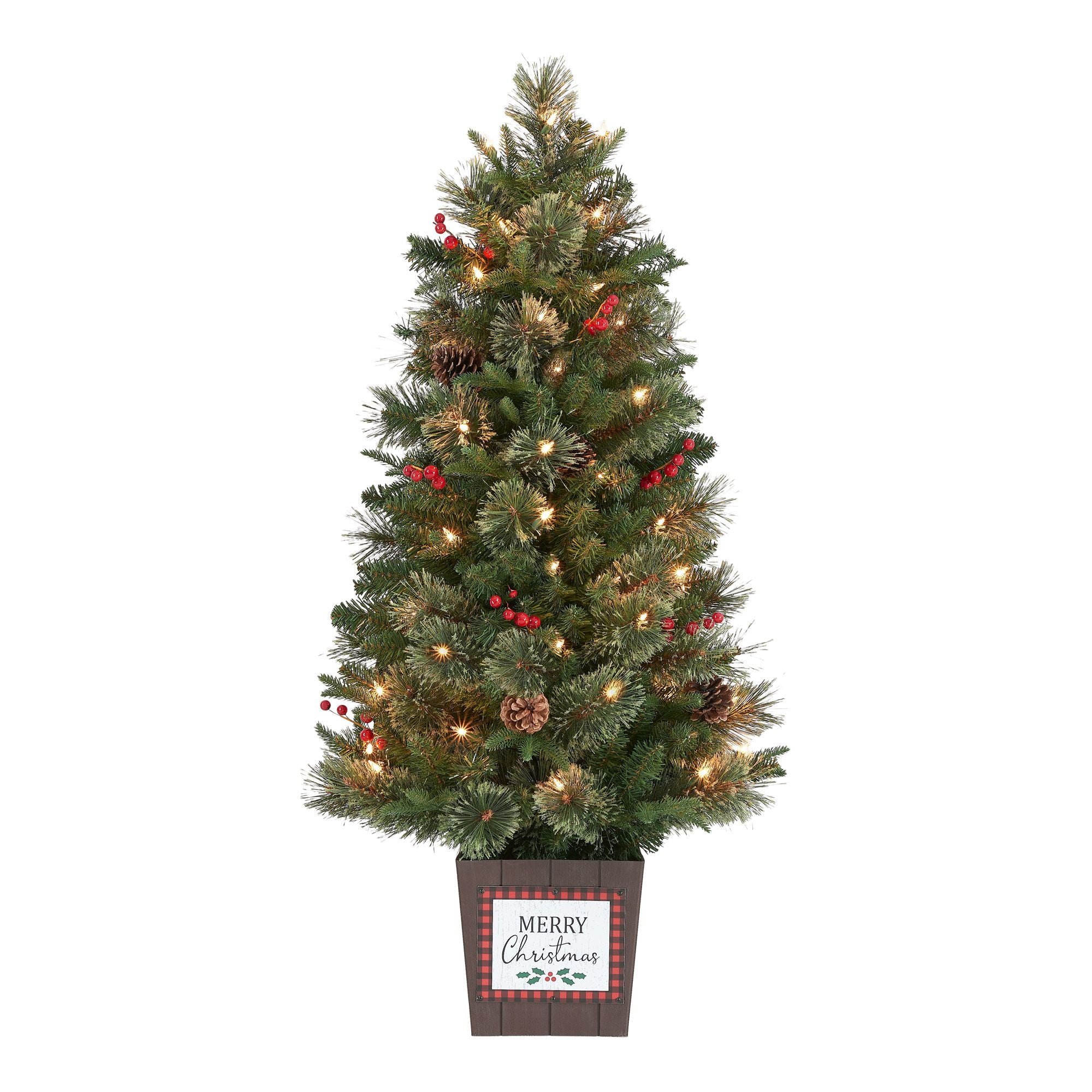 Holiday Time 3.5ft PreLit Cashmere Potted Christmas Tree, Green, 3.5