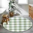 thumbnail image 4 of Sage Green Check 3.3ft Round Rug, Modern Rustic Green Buffalo Plaid Non-Skid Rubber Backing Large Area Rugs - Living Room Bedroom Home Office, Indoor Floor Mat Carpets Washable Rug, 4 of 9