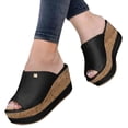 thumbnail image 3 of AZZAKVG Ladies Shoes Summer Sandals Fashion Solid Color Wedge Platform Roman, 3 of 5