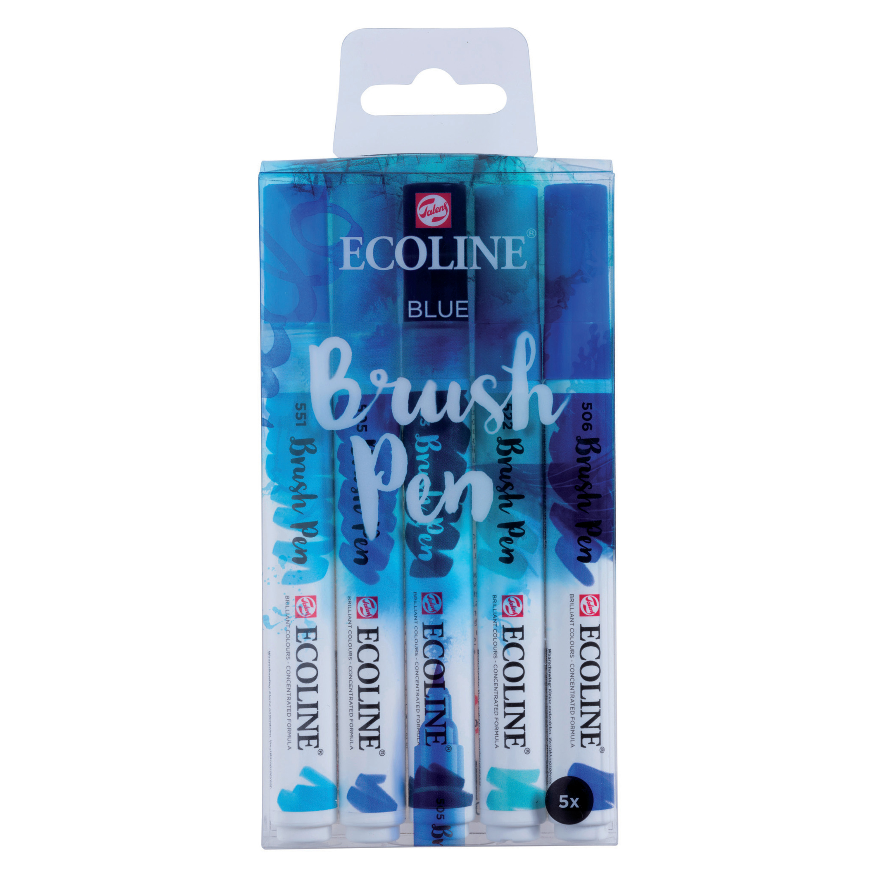 Ecoline Liquid Watercolour Brush Pen, 5-Color Blue Set