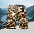 thumbnail image 2 of WTOBBY Men's Vintage Camouflage Military Tactical Work Shorts, Loose Fit Multi-Pocket Cargo Utility Shorts for Outdoor Hunting Camping Casual Comfort Elastic Waist,Khaki L, 2 of 8