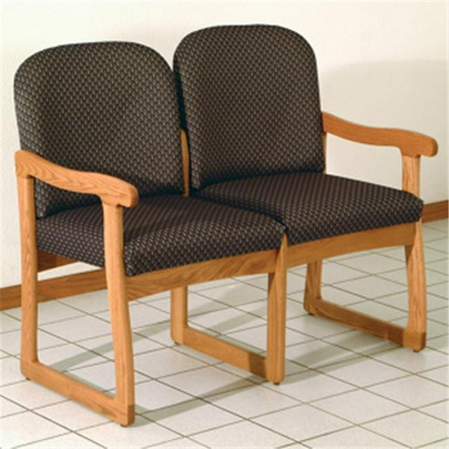 Wooden Mallet DW8-2MOAS Prairie Two Seat Sofa in Medium Oak - Arch Slate