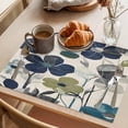 thumbnail image 3 of Navy Blue Green Floral Placemats Set of 12 Vintage Botanical Leaves Place Mats Indoor Wipeable Table Mats Washable Cloth Dining Table Placemats for Kitchen Holiday Party Home Decor 13x19 Inch, 3 of 9