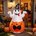 thumbnail image 6 of AZXY 5FT Witch Hat Ghost Pumpkin Tumbler Inflatable Halloween Inflatables Decor, Halloween Decorations Indoor Outdoor Yard Party Door, Halloween Party Decorations for Home Lawn Patio Holiday Decor, 6 of 6