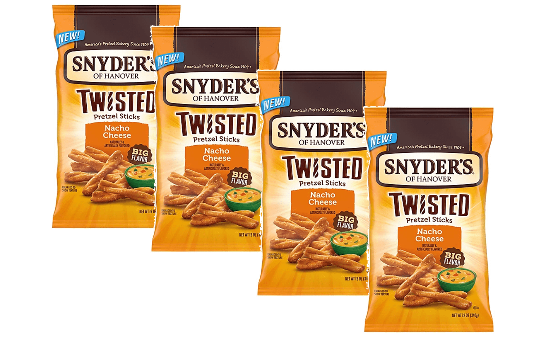 Snyder's of Hanover Nacho Cheese Pretzel Twists, 4Pack 12 oz. Bags