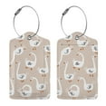 thumbnail image 3 of Disketp 2 Pcs Luggage Tag For Suitcase,White Goose Leather Baggage Tag With Stainless Steel Loop Privacy Cover For Women Men Girls, 3 of 5