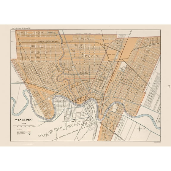 Historic Map - Winnipeg Canada - Chalifour 1915 - 32.23 x 23 - Vintage Wall Art
