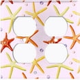 thumbnail image 2 of Metal Light Switch Wall Plate Outlet Cover (Colorful Starfish Bubbles Pink - Double Duplex), 2 of 2