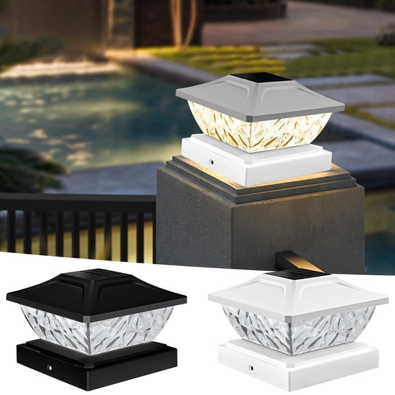 CuiLiyq 1 Pack Solar Post Cap Lights Outdoor, 5.8" x 5.8" x 3.7" Bright Solar Post Lights Outdoor Waterproof, for Deck Fence Posts Garden Patio Decor (White)