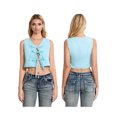 thumbnail image 2 of Raccmtaty Women Tie Front Tank Tops Casual Summer Solid Color/Stripe Print Crop Basic Vest Sleeveless Shirt for Streetwear, 2 of 8