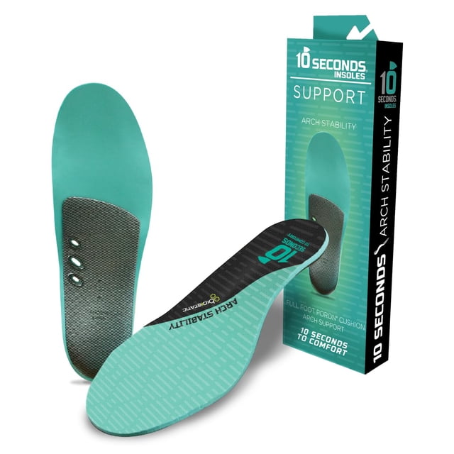 10 Seconds - 3720 Arch Stability Insole, Aqua, Unisex, 7.5