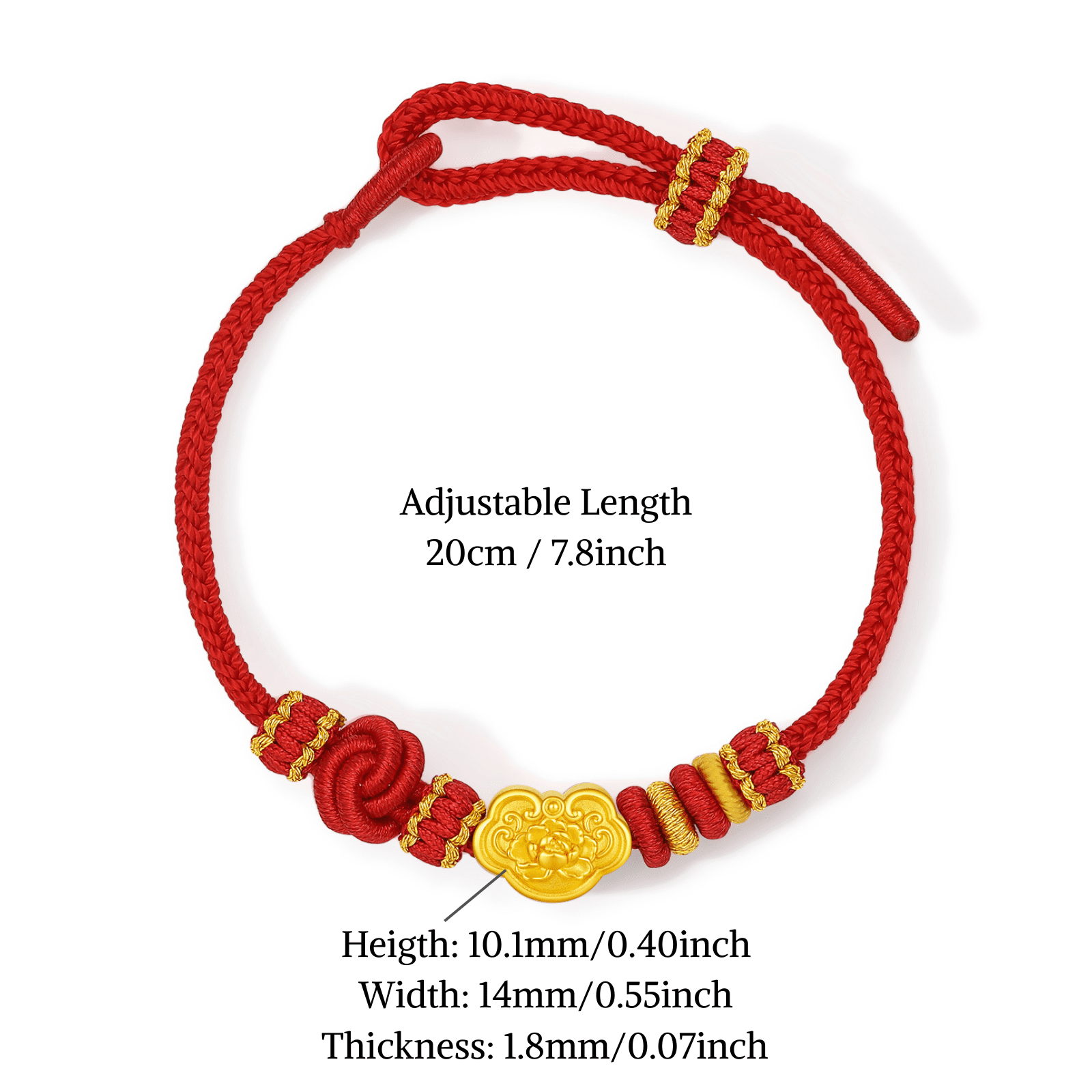 ZHOU LIU FU 24K Gold Ruyi Charm Bracelets Red Braided Rope Lucky Gifts for Women A1725073