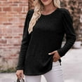 thumbnail image 4 of WREESH Womens Loose Crewneck Sweatshirt Fashion Round Neck Color Long Sleeve Blouse Black, 4 of 6