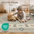 thumbnail image 2 of ODIKA 9'x12' Beige Taupe Mist Medallion Diamond Star Washable Area Rug Traditional Ornate Botanical Corner Flourish for Dining Room, Basement, Large Office, Non-Slip Chair-Friendly, 2 of 5