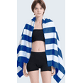 thumbnail image 5 of 100% Cotton Terry Absorbent Cabana Stripe Pool & Beach Towels, Soft, Large, and Thick, 2-Pack, Navy Blue, 30 in x 60 in, 5 of 5