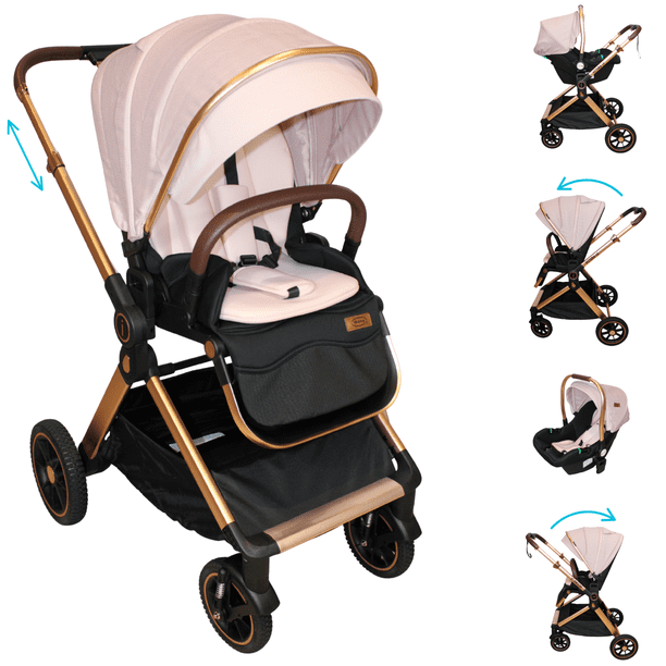 Carriola Lx Y Porta Bebé Plegable Mango Reversible Victoria rosa