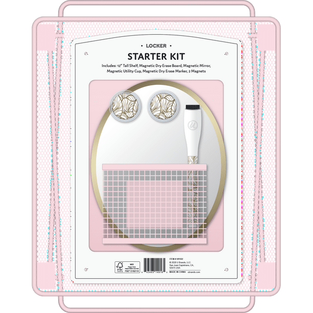 U Brands Wire Locker Starter Kit, Shelf and Accessories, Blush, 4916U