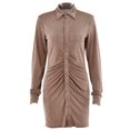 thumbnail image 1 of Kmbangi Female Solid Color Turn-Down Collar Long Sleeve Package Hip One-Piece, 1 of 9