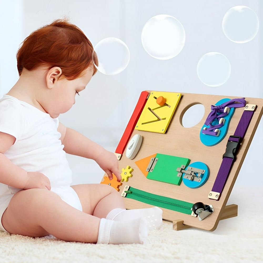 Wooden Busy Board for Toddlers Montessori Sensory Board Toy for Toddler Learning Fine Motor Skills Preschoolers Educational Toys for 1 4 Years Old Kids Boys Girls Walmart