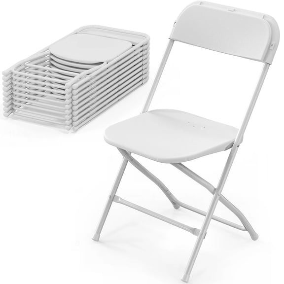JOYMOR 10 Pack White Plastic Folding Chair, Indoor Outdoor Stackable Seat