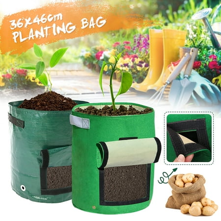 2pcs Potato Grow Planter Felt Cloth/PE Bag Container Bag Pouch Root Plant Growing Pot Side Window Home Garden Supplies for Vegetables Sweet Potato Tomatoes Strawberry Carrot (Growing The Best Tomatoes In Pots)