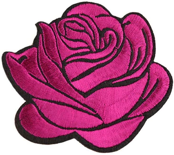 Kids 3 Pack Delicate Embroidered Patches Red Iron On Patches Flower Patches,Sew On Applique Patch Girls Custom Backpack Patches for Women Colorful Rose Embroidery Patches 